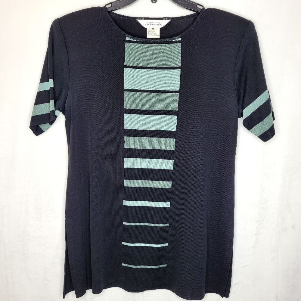 Misook Striped Shortsleeve Top Size Medium
